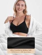 HOFISH Maternity Nursing Bras for Breastfeeding, 3 Pack Pregnancy Deep V Neck Wireless Bra with Extenders & Clips