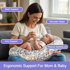 Nursing Pillow, Breastfeeding Pillow with Removable Cover, Ergonomic Breast Feeding Pillow, Baby Feeding Support Cushion for Mom Easier Breastfeeding- Original Size/Flower
