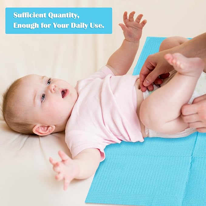 Mixweer 1000 Pcs Baby Disposable Changing Pads Quick Absorb Diaper Changing Table Pads Sanitary Liners Soft Waterproof for Baby Child Adult Pets Travel Change Stations(Blue)