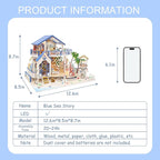 DIY Miniature Dollhouse Kit, Mini House Building Kit for Adults, Tiny House Making Kits with LED Light, Hobby Craft Christmas Decorations Birthday Gifts for Adults (Blue Sea Story)