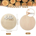 Baby Announcement Sign, 5.9 Inch Wooden Hello World Newborn Signs, Birth Announcement Sign, Baby Shower Hospital Nursery for Newborn Boys and Girls (White)