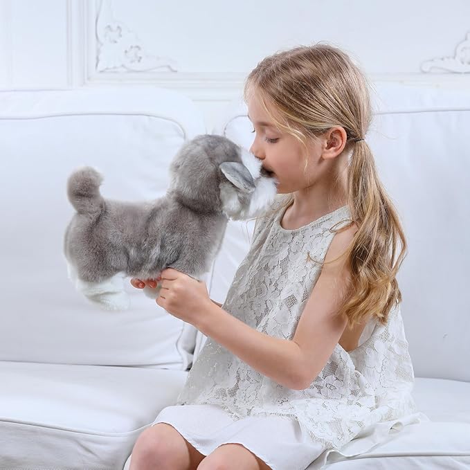 CU-MATE Interactive Plush Schnauzer Dog Toy,Companion Robot Dog Pets,Handmade Weighted Stuffed Animals,Electronic Toy with Walking/Barking/Wagging Tail/Talking