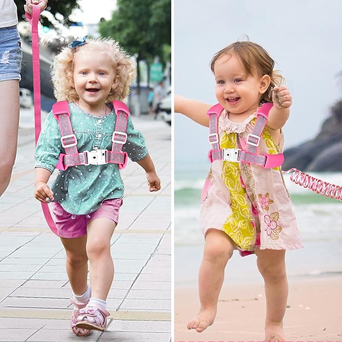 Accmor Toddler Harness Leash, Reflective Kid Harness with Anti Lost Wrist Link, Child Walking Harness Baby Leash Wristband Belt with Key Lock Design for Boys Girls to Outdoor Travel