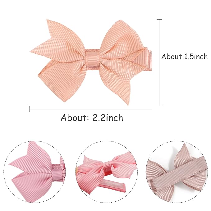 CÉLLOT Hair Clips for Girls - 42PCS Fully Lined Hair Bows Alligator Clips for Toddlers, Infants, Kids, 21 Color Pairs
