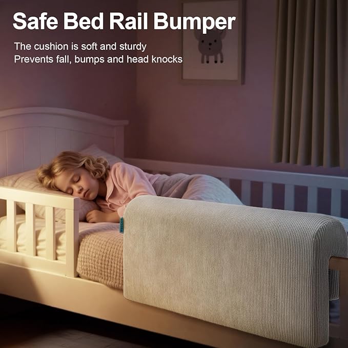 Bed Rail Bumpers Protector, Hospital Bed Rails Padding, Loft Beds and Bunk Beds Bumpers Protector, Premium Soft Memory Foam - Anti-Bump | Fall Prevention, Size 27.6 x 5.5 x 11.8 Inches, Gray