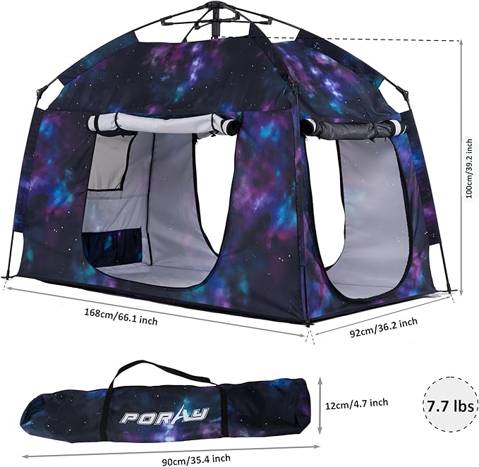 Kids Play Tent-Portable Playhouse Children House -Easy Set up Indoor Outdoor with Carry Bag for Kids-Light Strip Design for Night use -Space for Children and Parents-Birthday (Galaxy)