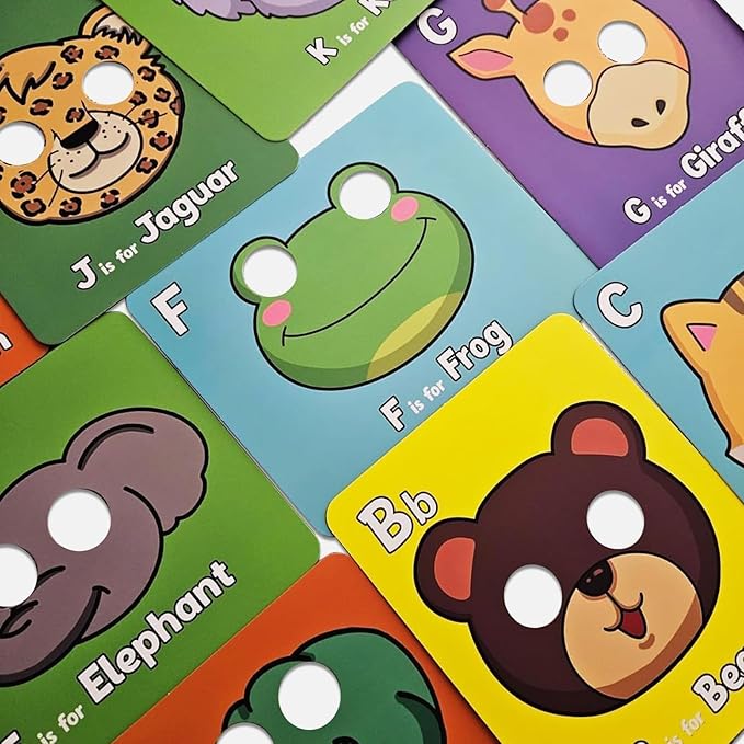 Alphabet Mask Cards, Alphabets ABC Flash Cards with Animal Masks, Giant Letter ABC Animals Faces Flash Learning Flashcards, Interactive and Educational Animals Masks Set (Alphabet Mask Cards, 1)