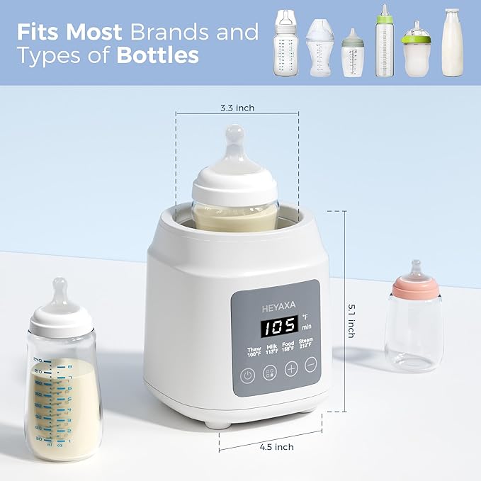 Bottle Warmer with Even Heating to Prevent Nutrient Loss from Fast Heating, Baby Bottle Warmer for Breastmilk & Formula, Accurate Temp Control, Defrost, Keep Warm, Heat Baby Food (White)