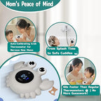 TKY Baby Bath Thermometer with Floating Toys & Room Temperature Monitor - Rechargeable Digital Thermometer with Temperature Alerts, Bath Essentials for Newborns, Infants (Advanced Grey)