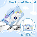 Kids Camera, Toys for Toddlers Age 3-8 Year Old Girl Christmas Birthday Gifts, Children Digital Camera with Cartoon Soft Silicone Cover and 32GB Card (Azure)