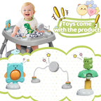 15 in 1 Convertiable High Chair for Babies and Toddlers, 2 in 1 Highchair & Activity Center w/Toys, Booster Seat, Toddler Chair w/5-Point Harness & Removable Tray & 2-Layer Cusion (Grey)