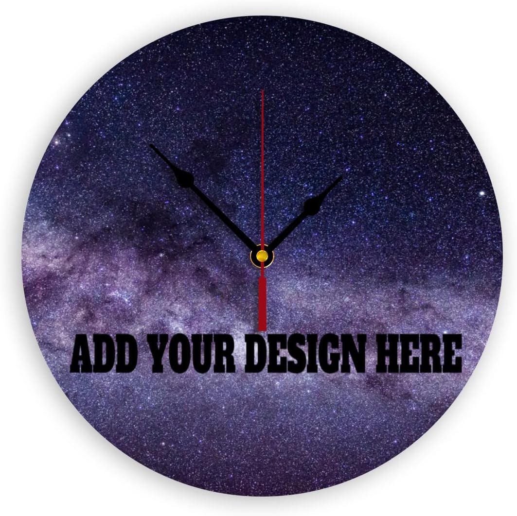 Generic Custom Wall Clock Personalized Clocks with Photo Text Logo That PVC Customized Round Silent Clock for Living Room Creative, 10inch-25cm