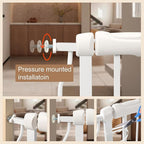 Extra Wide Baby Gate with Door Pressure Mounted 57.48-62.20 Inch,Child Baby Gates for Doorways No Drilling,Walk Through Dog Gate Indoor for The House Kitchen Stairs,White
