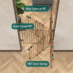 Babelio Baby Gate for Stairs & Doorways, 26-43" W 28" H No Bottom Bar| Easy Installation| One-Handed Operation| Auto-Close| Hardware Mount (Drill Needed) Safety Dog/Pet Gate (Brown Wood Pattern)