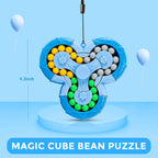 Magic Cube Bean Puzzle,Rotate and Puzzle,Stress and Anxiety Relief Fidget Toys,Brain Teasers Travel Games for Kids Teens Adults,Sensory Toys for Autistic ADHD,Pop Birthday Gift(Blue)