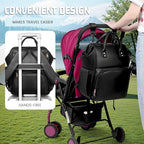 Premium Vegan Leather Diaper Bag Backpack with Waterproof Changing Pad – Reinforced Stitching & Zippers, Baby Bag for Boy Girl, Stroller Straps, Ergonomic Design for Traveling Moms, Black