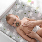 BROLEX Changing Pad Covers for Baby: Boy Girls Ultra Stretchy Soft 2 Pack, Elephants Bears