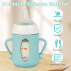 Silicone Sleeves for Pigeon Baby Bottles 5.4oz,Anti Breakage Glass Baby Bottle Holder with Handles 2 Pack