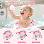 TPN Baby Bath Seat for Babies 6 Months & Up, Non-Slip Toddler Bath Seat with 5 PCS Waterproof Emoji Stickers, Portable Infant Bath Seat for Baby(Pink)