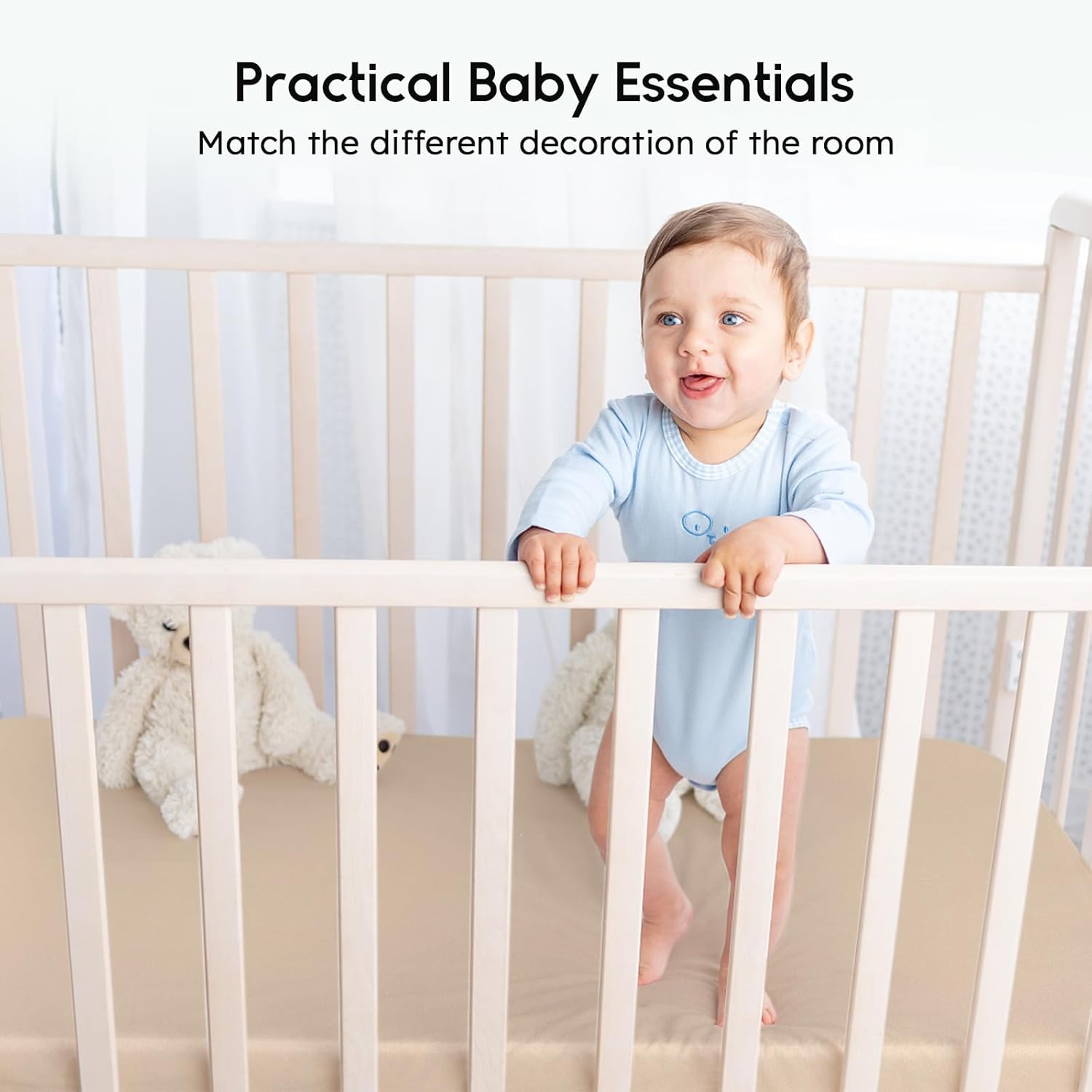 Yoofoss Baby Crib Sheets for Boys Girls, Fitted Crib Sheet 2 Pack for Standard Crib and Toddler Mattress, Super Soft Microfiber Baby Sheet 28x52x8in(Apricot-Green)