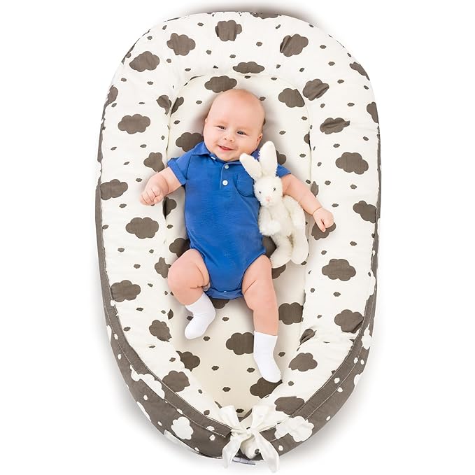 Baby Lounger- Baby Nest for 0-24 Months, Ultra Soft Organic Cotton Breathable & Portable Baby Lounger, Baby Lounger Pillow for Newborn