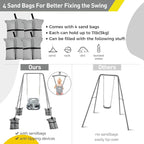 FUNLIO 2 in 1 Swing Set for Toddler & Baby Jumper, Heavy Duty Kids Swing & Bouncer with 4 Sandbags, Foldable Metal Stand for Indoor/Outdoor Play, Easy to Assemble and Store - Grey