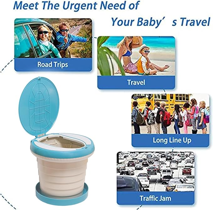 SunnySmile Travel Potty for Toddler, Portable and Foldable Toilet, Apply to Seat Emergency Toilet for Car, Camping, Outdoor, Indoor (green, large)