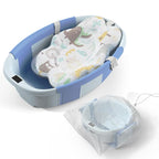 Collapsible Baby Bathtub, 3s to Install, Baby Bath Tub with Soft Cushion & Thermometer, 0-36 Months Newborn Bathtub,Portable Travel Baby Tub, Blue