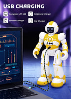 Robot Toys for Kids,Programmable Remote Control Smart Walking Dancing Robot Toy with Gesture & Sensing for Age 4 5 6 7 8 9 10 Year Old Boys for Birthday Present,Yellow