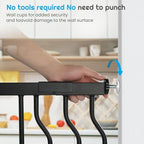 Gate for Baby Indoor 29-57'' Wide, Adjustable Safety Gate for Stairs No Drilling Baby Gate with Door Pet Pressure Mount Gate for Kids Dogs Extension Kit Stairway Doorway Black (30.5'' Tall)