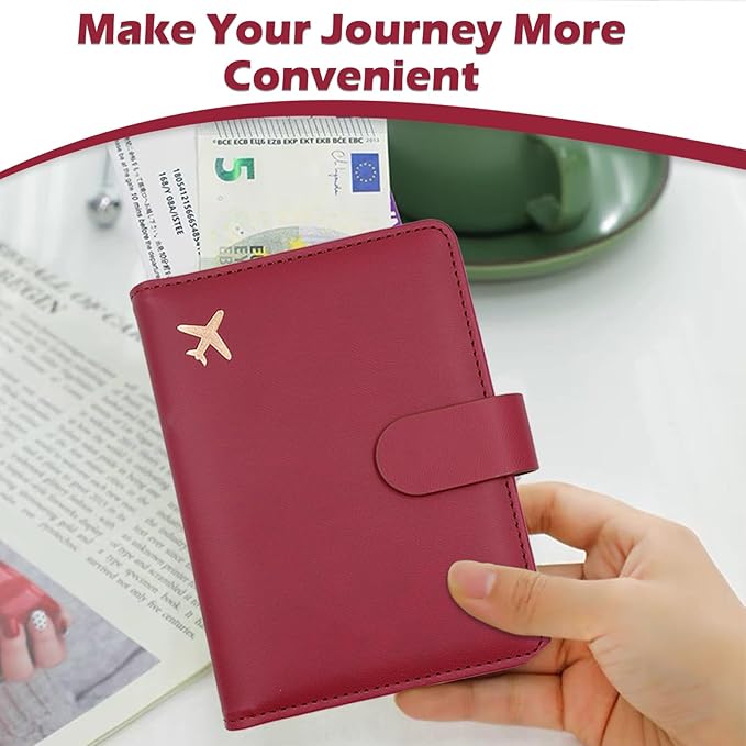 Melsbrinna Rfid Passport Holder for Travel women/Men, Cute Passport Wallet Rfid Blocking Card Slots, Rfid Passport Cover/CaseTravel Wallet, Passport Book Holder (1, Red3)
