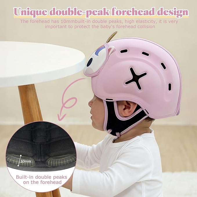 Baby Head Protector Baby Helmet for Crawling and Walking - No Bumps and Soft Safety Peak - Ultra Light and Adjustable Baby Head Protector Suitable for Babies 6-24 Months-Unicorn