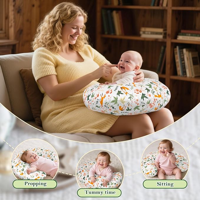 Nursing Pillow & Breastfeeding Pillow – Ergonomic C-Shape for Breastfeeding & Bottle Feeding, Standard Size Breathable with Washable Cover, Hypoallergenic,Tummy Time & Sitting Support ( 0-18Months)