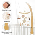 Baby Crib Mobile with Arm Boho Star Moon Nursery Mobile Set Wooden Baby Mobile Holder for Hanging Nursery Decor Ceiling Mobile