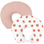 Nursing Pillow Covers 2 Pack, Muslin Nursing Cover for Breastfeeding Pillows, Comfortable for Baby Girls and Boys (Strawberry & Pale Pink)