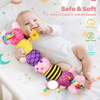 Baby Sensory Toys 0-6 6-12 Months, Musical Animal Stuffed Plush Unicorn Cat Toy for Infant 0-3-6 Months & Up, Tummy Time with Mirror Crinkle Rattle, Christmas Baby Shower Gifts for Newborn Boys Girls