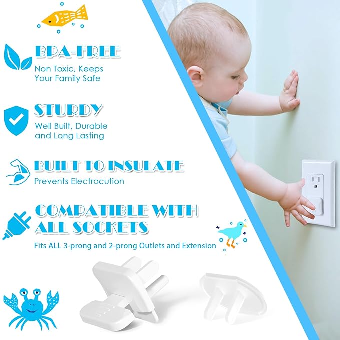 Babepai Outlet Covers Baby Proofing 42-Pack White, Child Proof Electrical Protector Safety Baby Safety Plug Covers