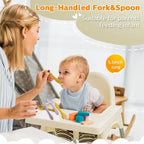 10 Pieces Baby Led Weaning Spoons and Forks Set Infant Silicone Spoon First Self Feed Baby training Utensils for Toddler First Stage Feeding Supplies for Kids Over 6 Months, 5 Pairs(Fresh Colors)