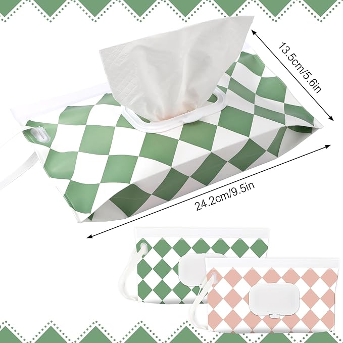 FEBSNOW 2 Pack Baby Wipes Dispenser Holder, Portable Refillable Baby Wet Wipes Pouch Container Reusable Travel Case