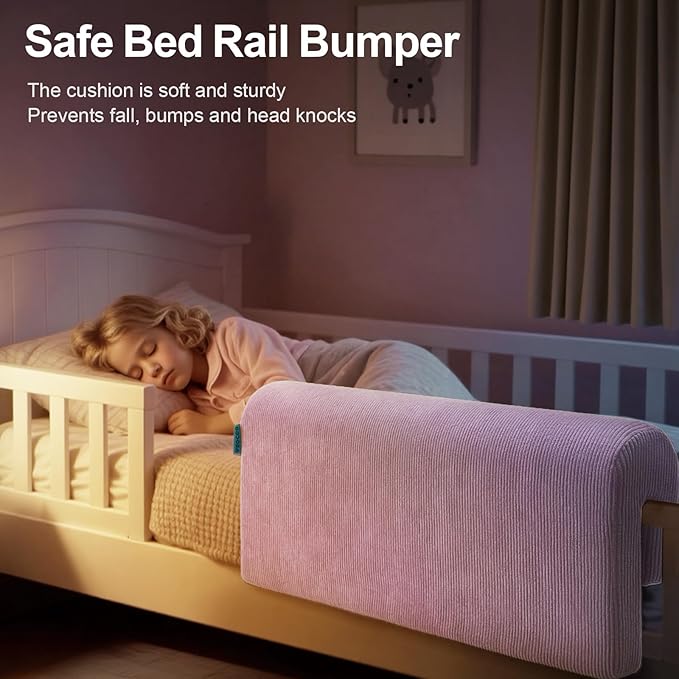 Bed Rail Bumpers Protector, Hospital Bed Rails Padding, Loft Beds and Bunk Beds Bumpers Protector, Premium Soft Memory Foam - Anti-Bump | Fall Prevention, Size 27.6 x 5.5 x 11.8 Inches, Purple