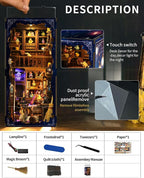 Book Nook Kit - DIY Miniature House Dollhouse 3D Puzzles for Adults and Teens - Gifts for Family and Friends Bookshelf Decor Tiny House Model Build with LED Light (BV02-011)