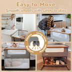 Papablic 4 in 1 Baby Bassinet, Bedside Bassinet for Baby, Adjustable Rocking Bassinet Bedside Sleeper with Soft Mattress & Storage Basket, Easy to Assemble