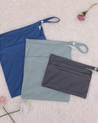 ALVABABY 3 Cloth Diaper Wet Dry Bags Waterproof Reusable with Two Zippered Pockets Travel Beach Pool Daycare Soiled Baby Items Yoga Gym Bag for Swimsuits or Wet Clothes Small medium Large 3L-SML01