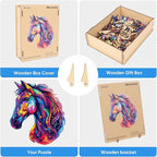 Puzzles for Adults 500 Pieces, Cool Horse Liberty Wooden Jigsaw Puzzles 15.8 * 18.3in, Unique Shape Animal Adult Gifts, Irregular Wood Puzzles Best Gift for Adults Family Game