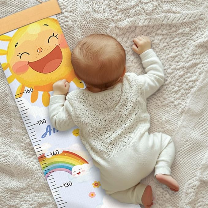 Personalized Name Height Chart for Kids, Sunflower Sun Meaningful Memories Through Kid Size Chart Measurement, Growth Chart Ruler for Wall, Fun & Stylish Height Tracker for Children