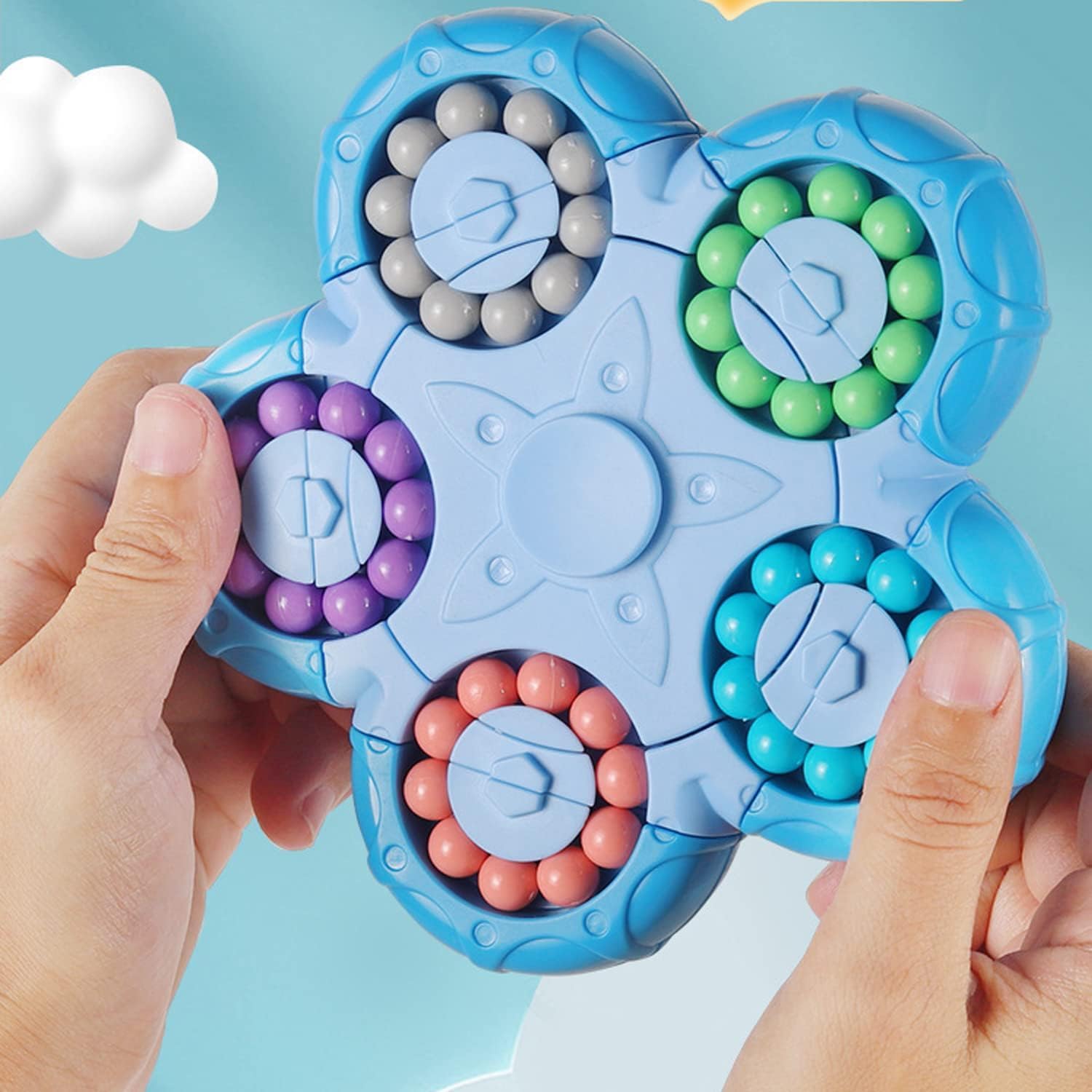YUDANSI Magic Bean Puzzle Toy, Rotating Magic Bean Fidget Toys 2-in-1, Magic Ball Brain Teaser STEM Game, Gift for Kids Boys Girls Age 3+, 5-7, 8-12, Teen, Adult for Holiday Birthday Graduation Gifts