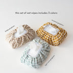 Baby Wipes Cover – Universal Size, One Size Fits All Wipes Packages | Muslin Cotton Tissue Cover for Nursery, Diaper Bag & Changing Table, Station | Gingham & Neutral Patterns (3-Gingham Mint)