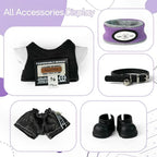 Labu-Clothes-bu Designer for 17cm Doll Clothes and Accessories，5-Piece Stylish Outfit Set with Hat/T-Shirt/Jeans/Belt/Shoes