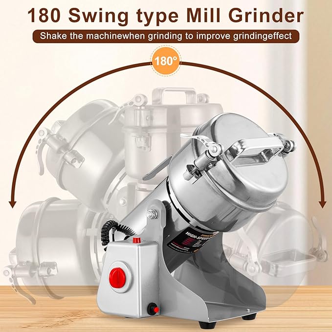 Electric Grain Grinder – High-Speed 800g Stainless Steel Food Mill & Pulverizer for Nuts, Rice, Grains, Herbs & Spices – Flour, Wheat Berry & Nut Crusher for Home & Commercial Kitchens