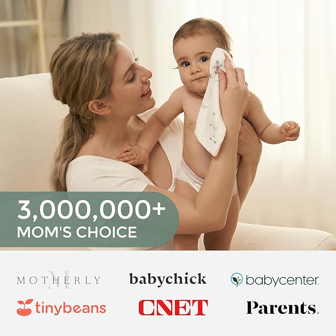 Momcozy Soft & Absorbent Baby Washcloths - 4 Layer Design| Medium Thickness| Premium Cotton for Newborns' Skin-Great for Bathing, Wiping & on-The-go Use, Shower Gift and Essential(5 Pack, 10x10 inch)